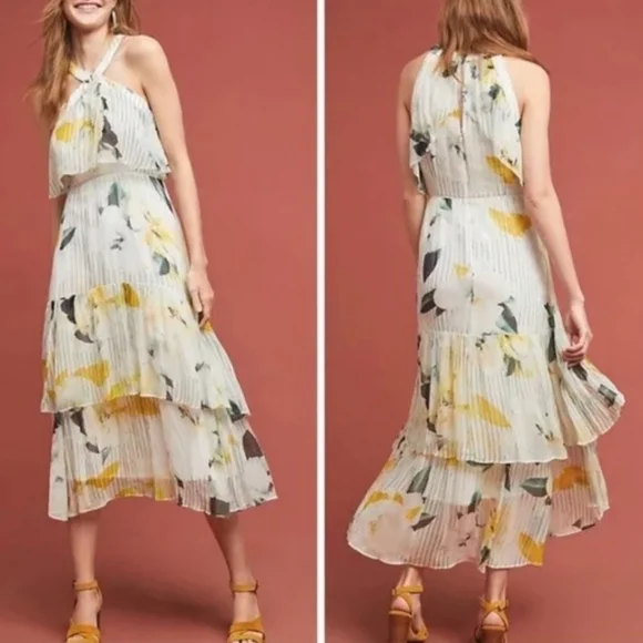 NWOT! Anthropologie Garden Party Floral White Dress - Picture 4 of 14